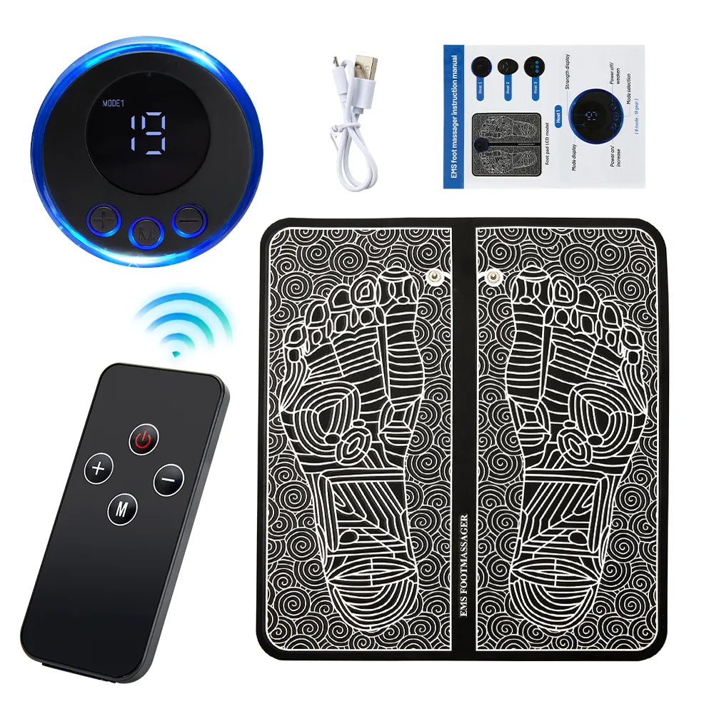 Foot Nerve Muscle Massager with EMS & TENS, Electric Foot Stimulator with  Remote Control & 4 TENS Pads, EMS Foot Massager for Neuropathy and Plantar  Fasciitis